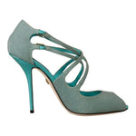 Dolce & Gabbana Blue Glittered Strappy Heels Sandals Shoes LA9611-39