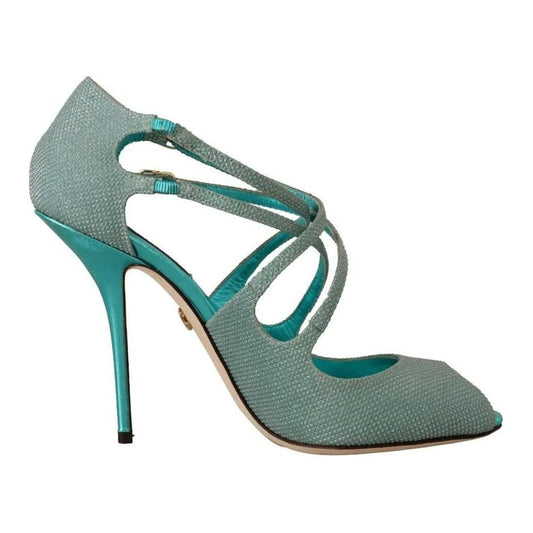 Dolce & Gabbana Blue Glittered Strappy Heels Sandals Shoes LA9611-39
