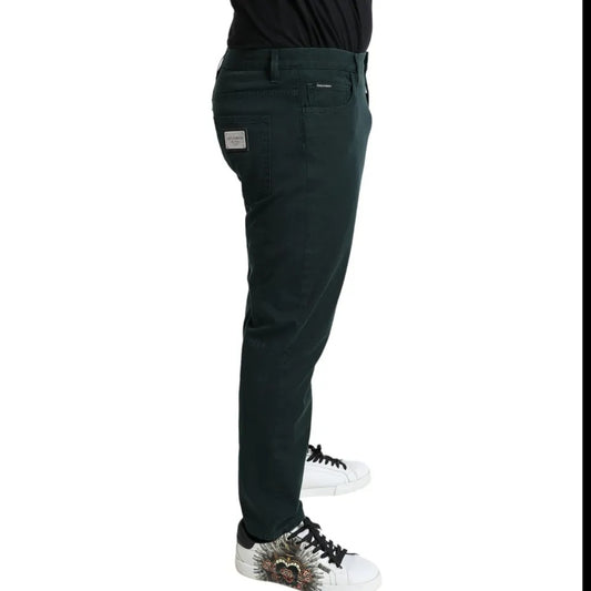 Dolce & Gabbana Green Cotton Stretch Skinny Men Denim Jeans PAN75055-54