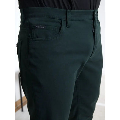 Dolce & Gabbana Green Cotton Stretch Skinny Men Denim Jeans