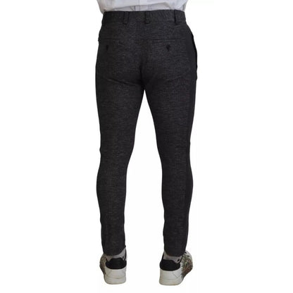 Dolce & Gabbana Gray Chevron Viscose Skinny Pants