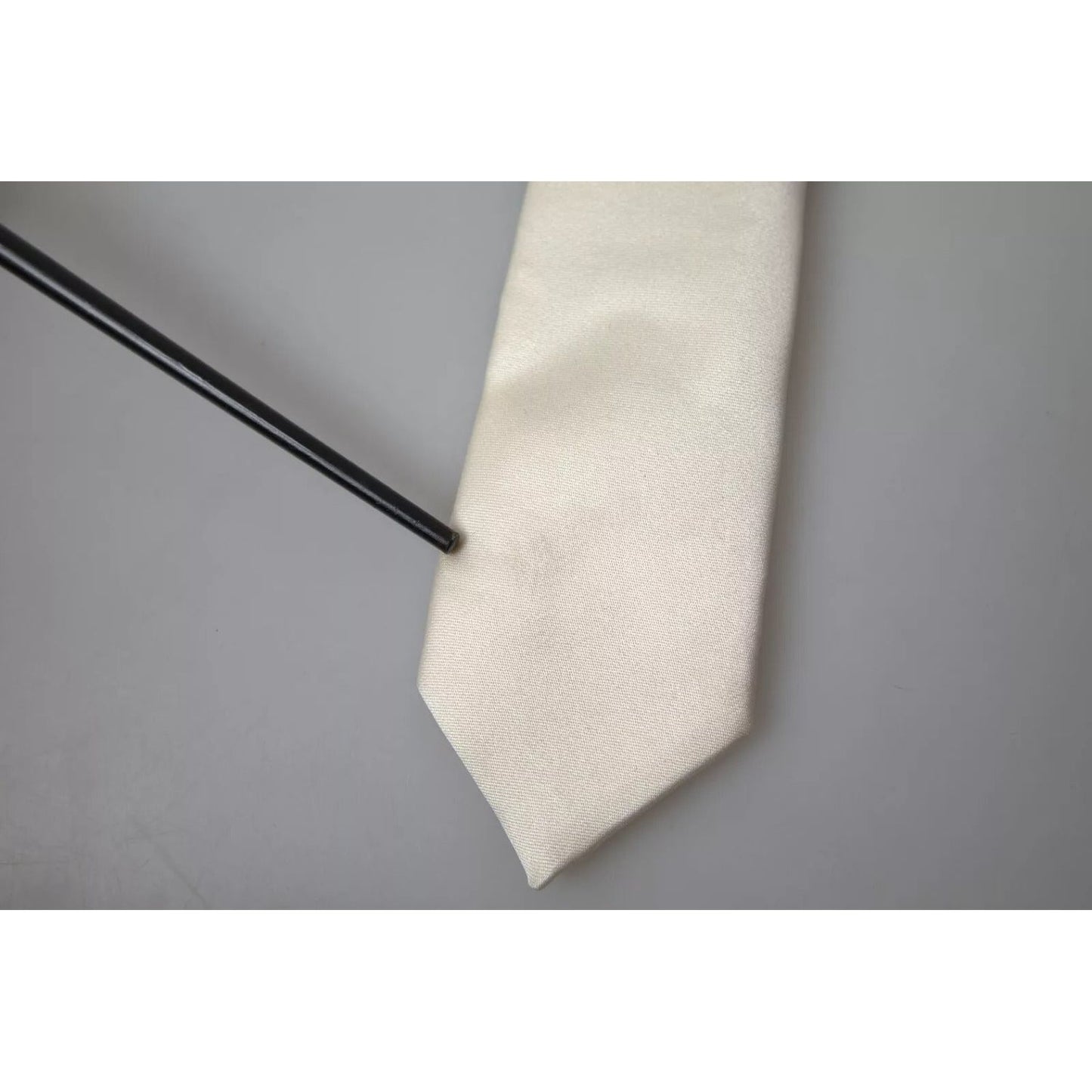 Dolce & Gabbana Off White Satin Silk Classic Men Necktie