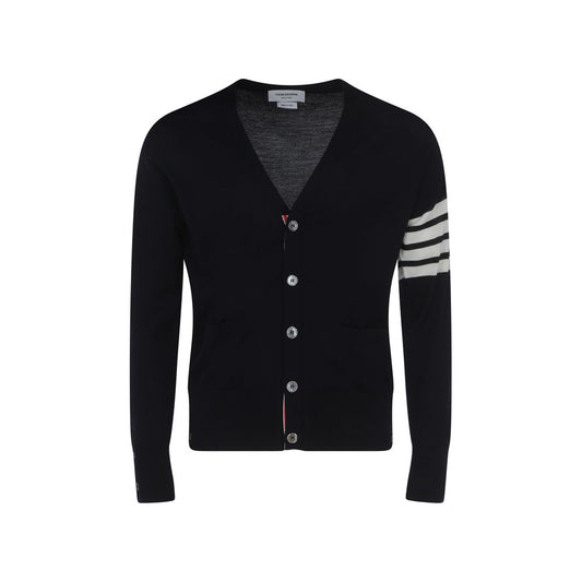 Thom Browne Blue Fleece Wool Cardigan