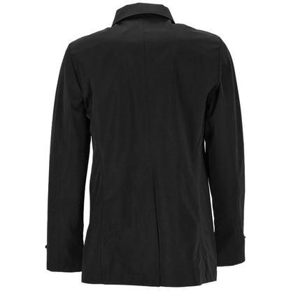 Yes Zee Black Polyester Men's Trench Jacket