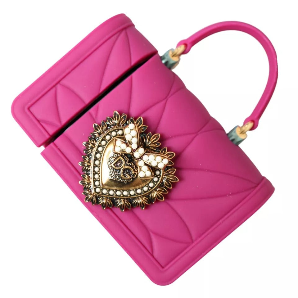 Dolce & Gabbana Pink Silicone Devotion Heart Logo Airpods Case BAG1110