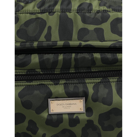 Dolce & Gabbana Green Polyester Leopard Print Shell Messenger Bag BAG4055