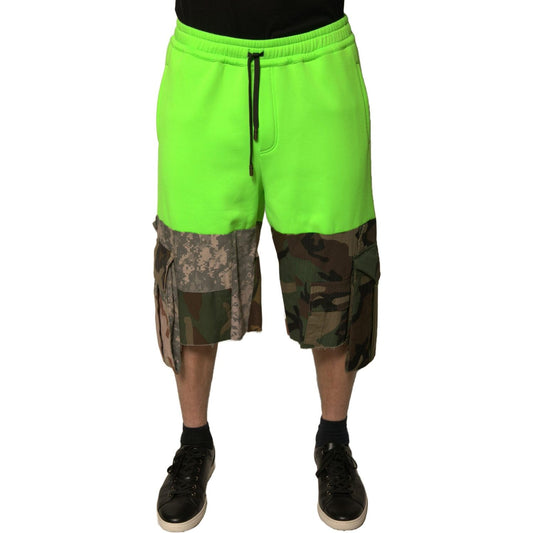 Dolce & Gabbana Green Patchwork Cargo Bermuda Shorts PAN75661-48
