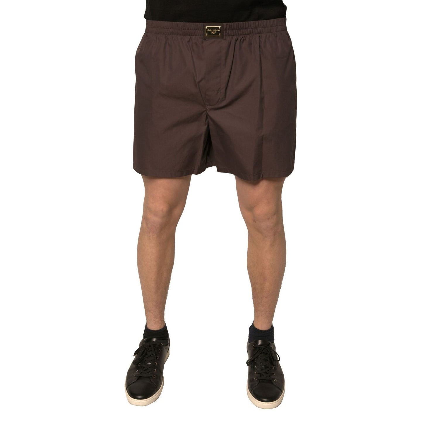 Dolce & Gabbana Brown Cotton Blend Men Mid Waist Shorts
