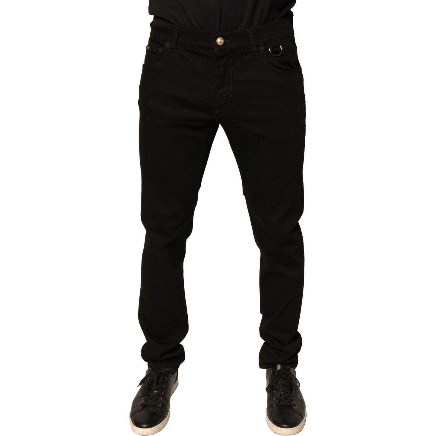 Dolce & Gabbana Black Logo Cotton Stretch Skinny Denim Jeans