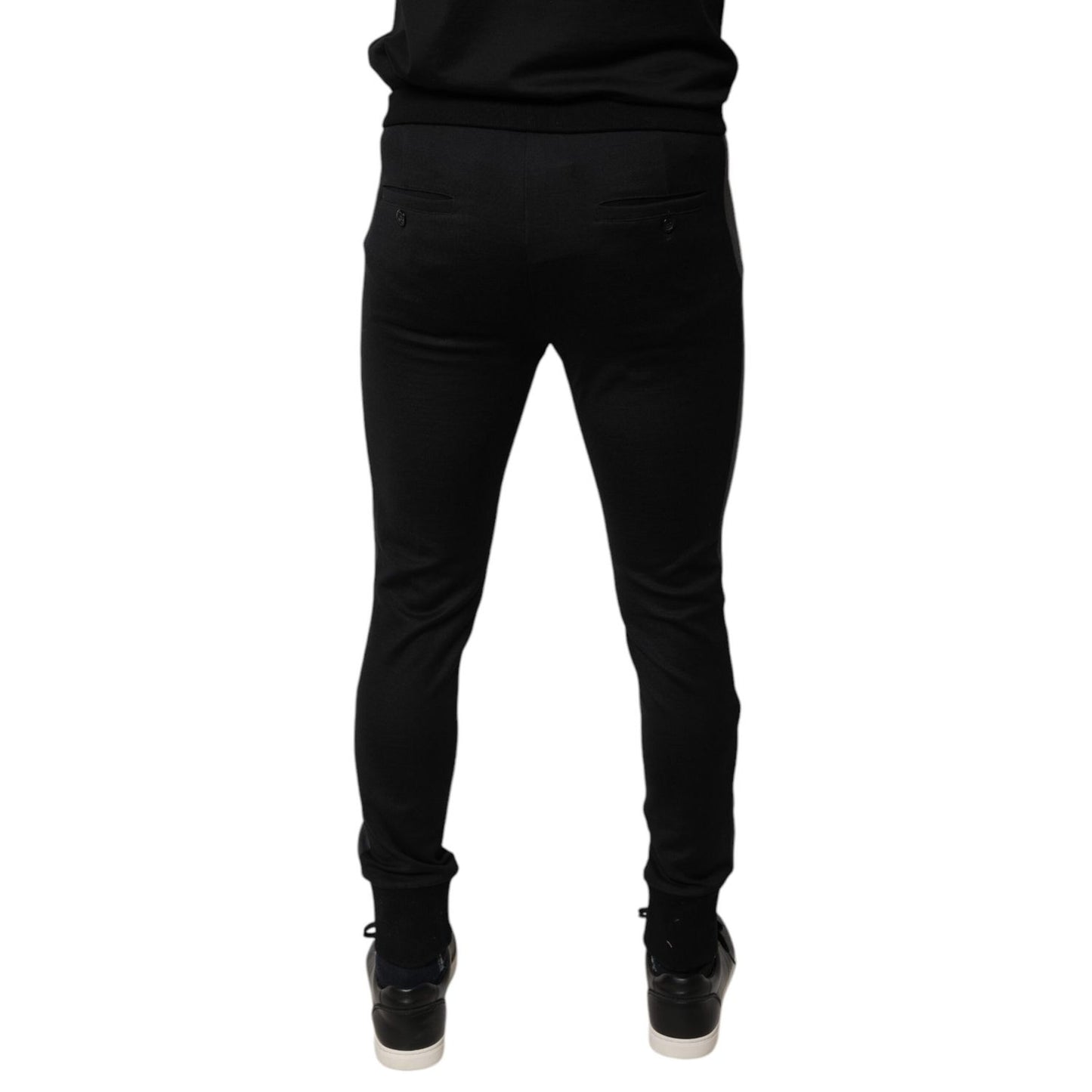 Dolce & Gabbana Black Horseshoe Embellished Wool Slim Fit Pants