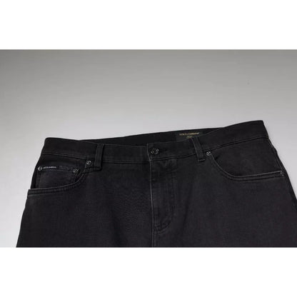 Dolce & Gabbana Black Logo Cotton Stretch Skinny Denim Jeans