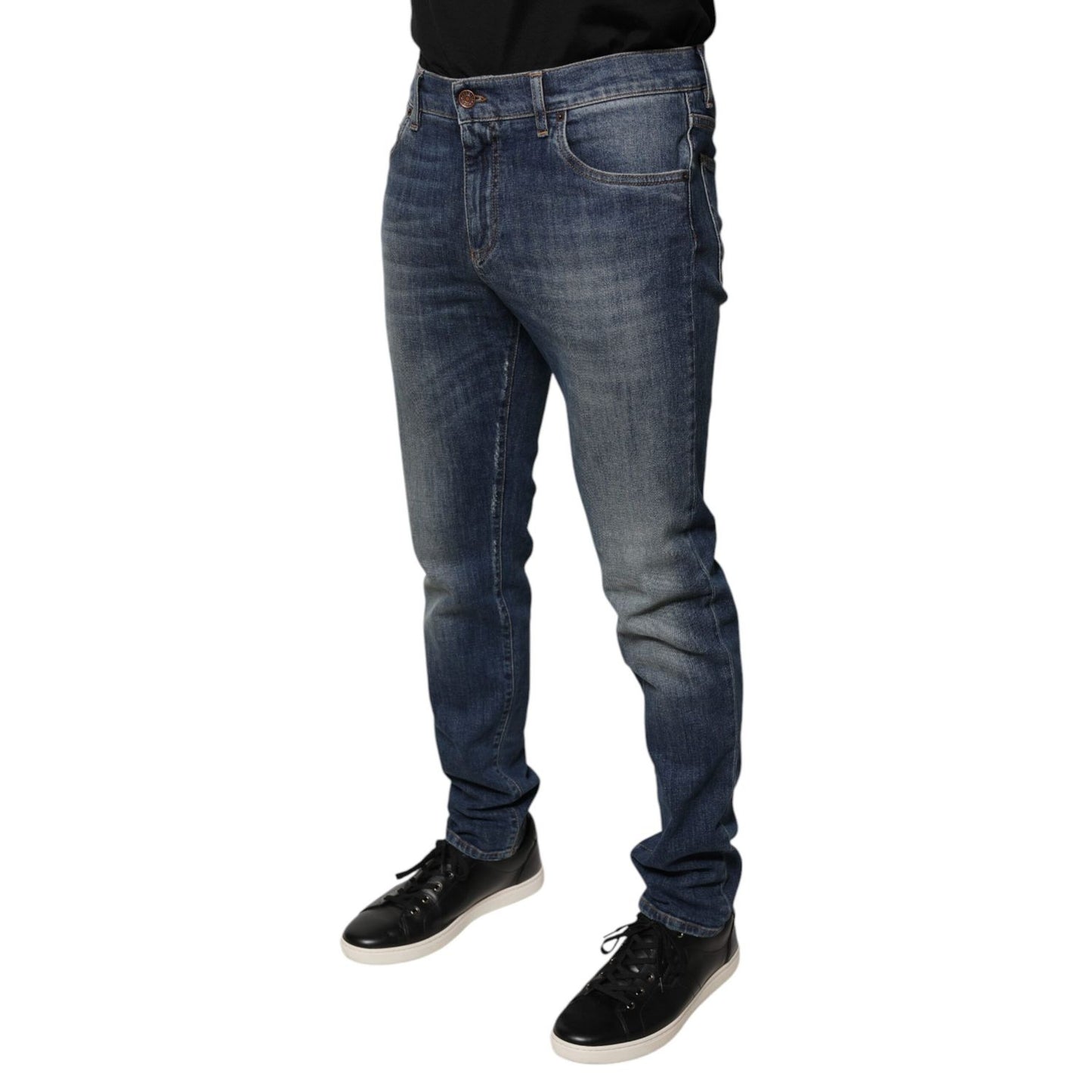 Dolce & Gabbana Blue DG Crown Logo Cotton Skinny Denim Jeans