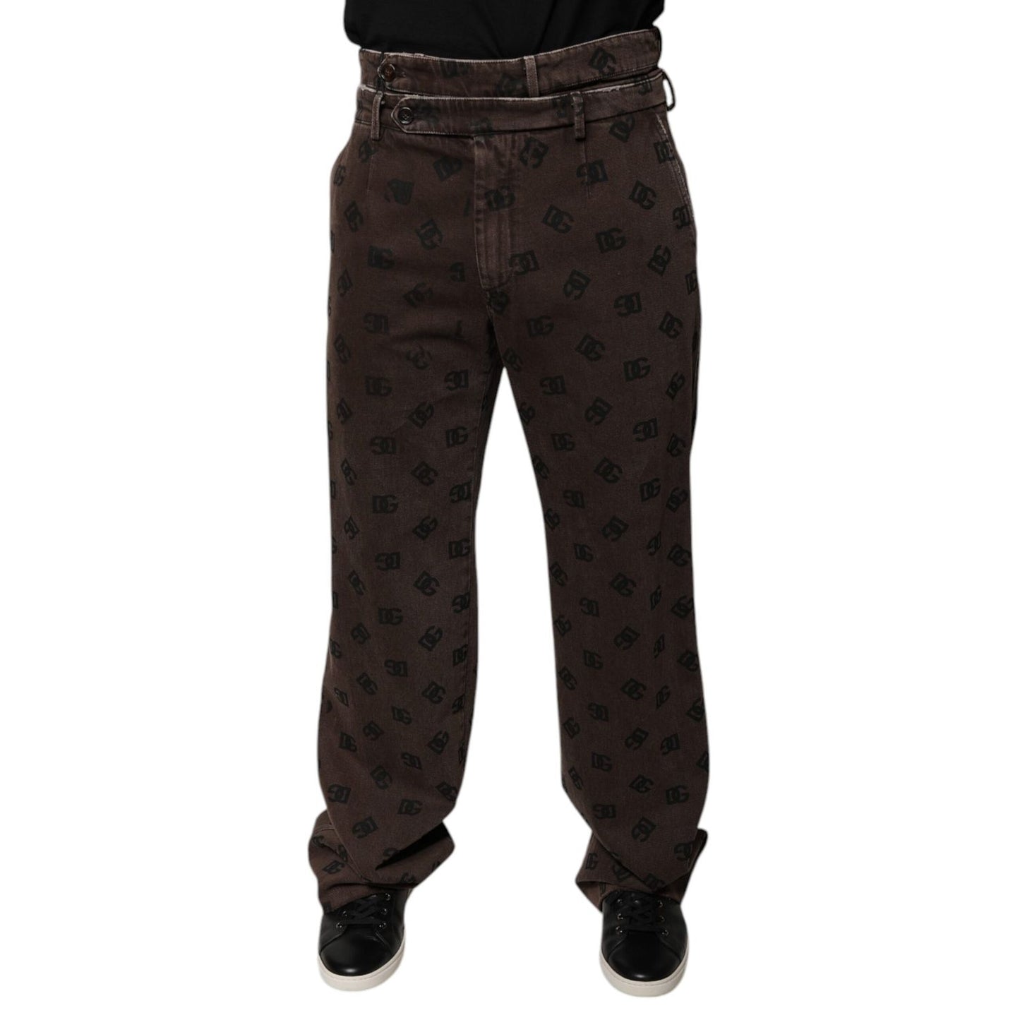 Dolce & Gabbana Brown Logo Cotton Straight Denim Jeans