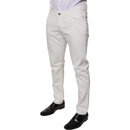 Dolce & Gabbana White Cotton Skinny Denim Jeans