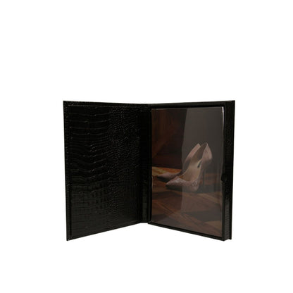 Dolce & Gabbana Elegant Black Leather Logo Plaque Holder Catalogue Case