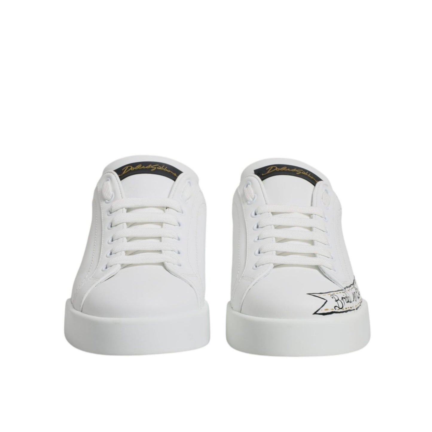 Dolce & Gabbana White Leather Low Top Lace Up Sneakers Shoes