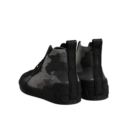 Dolce & Gabbana Multicolor Camouflage High Top Sneakers Shoes