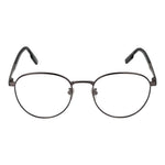 Ermenegildo Zegna Gray Men Glasses Frame, full-rim titanium in gunmetal, round style, 52-19-145 dimensions, includes branded case.
