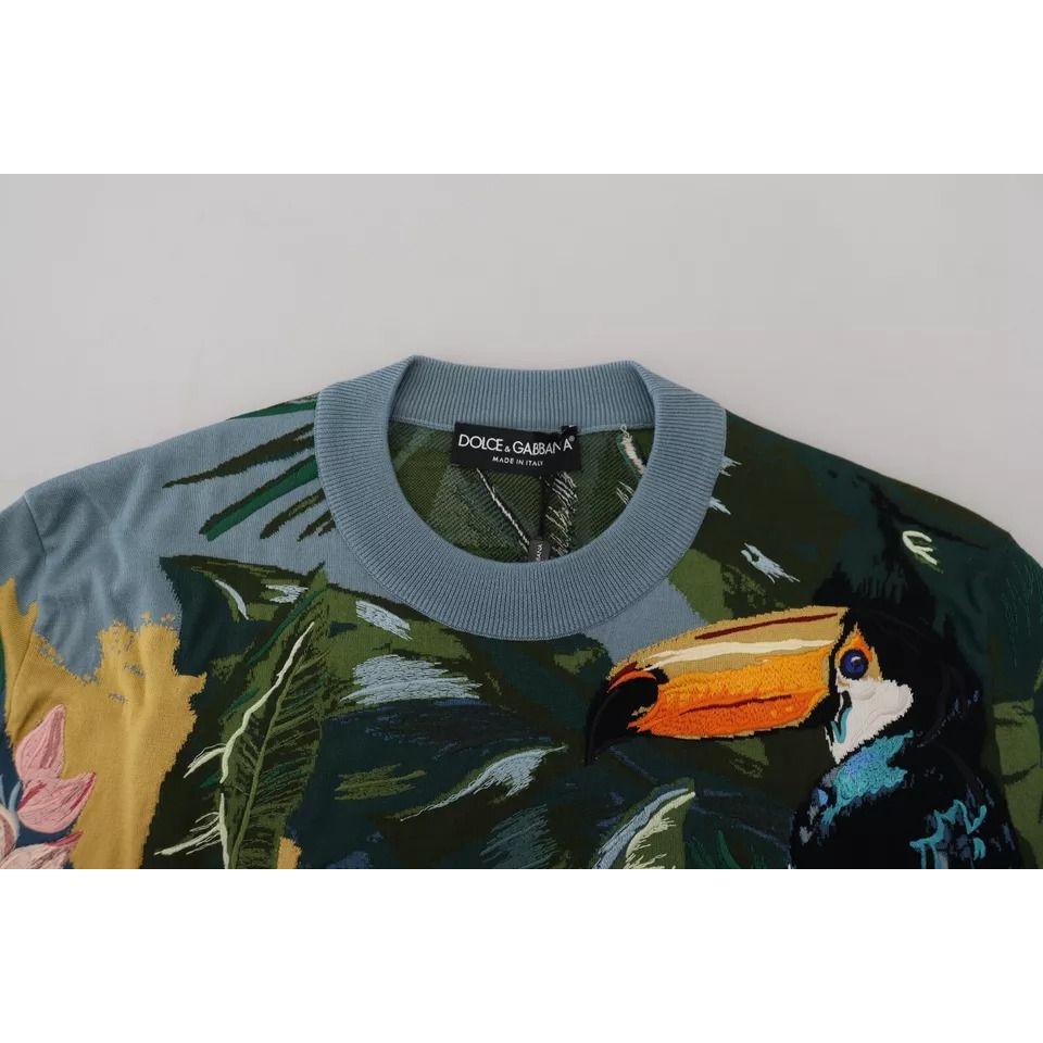 Dolce & Gabbana Jungle Wool Silk Pullover Logo Sweater