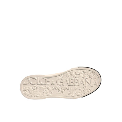 Dolce & Gabbana White Leather Logo Portofino Sneakers Shoes