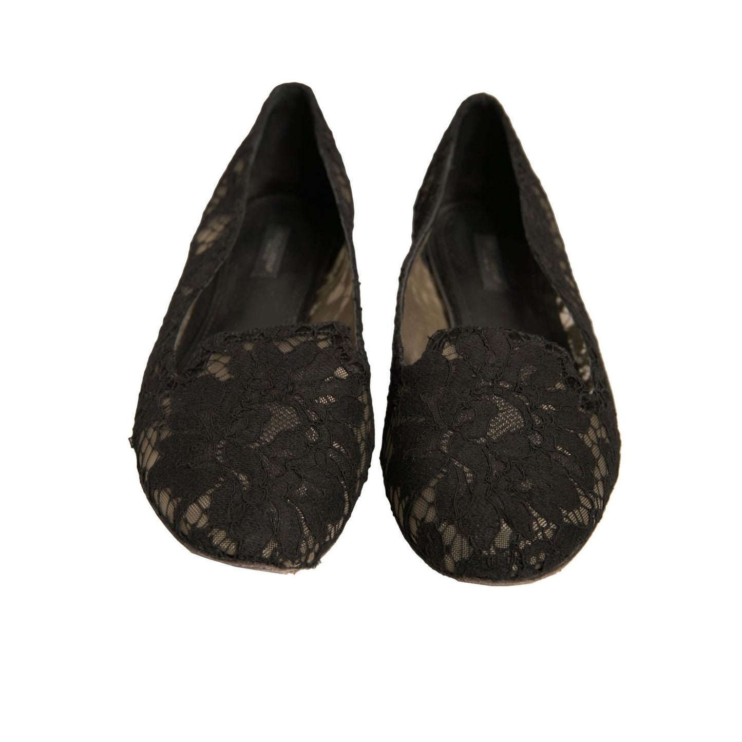 Dolce & Gabbana Black Taormina Lace Slip On Flats Shoes