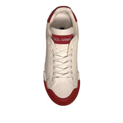 Dolce & Gabbana Shoes White Leather Logo Portofino Sneakers