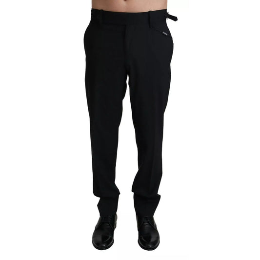 Dolce & Gabbana Black Wool Stretch Dress Trouser Pants