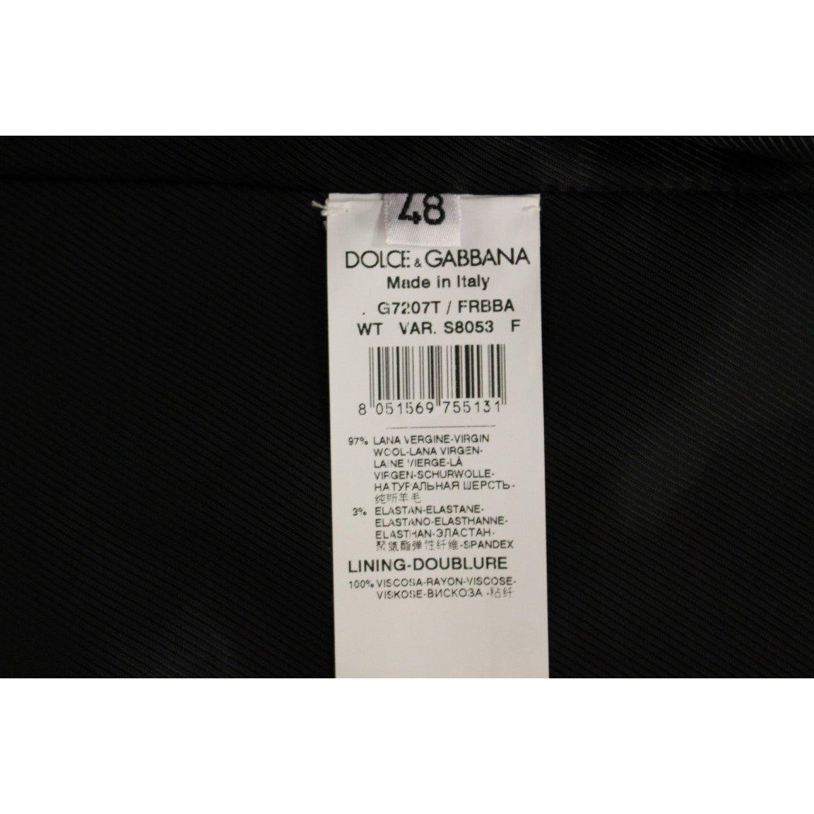 Dolce & Gabbana Black Striped Wool Logo Vest