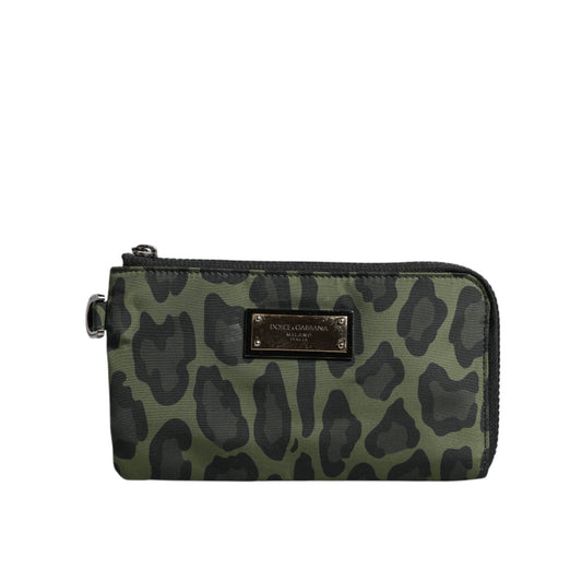 Dolce & Gabbana Green Leopard Leather Logo Plaque Multifunctional Kit Bag BAG4050