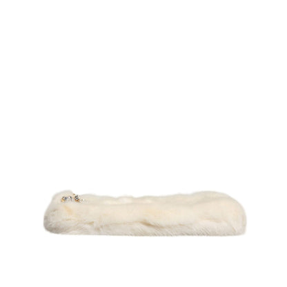 Dolce & Gabbana White Fur Handbag Clutch Purse Pouch Bag