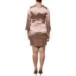 Emporio Armani Pink Satin Long Sleeves Sheath Wrap Mini Dress DR281352-42