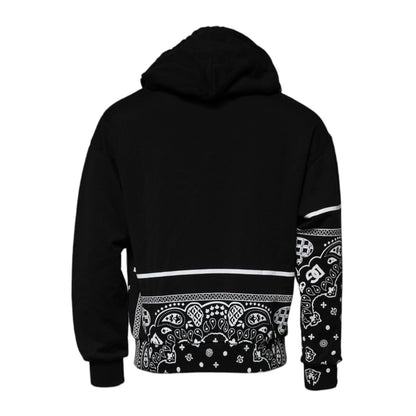 Dolce & Gabbana Black Bandana Hooded Men Sweatshirt Sweater