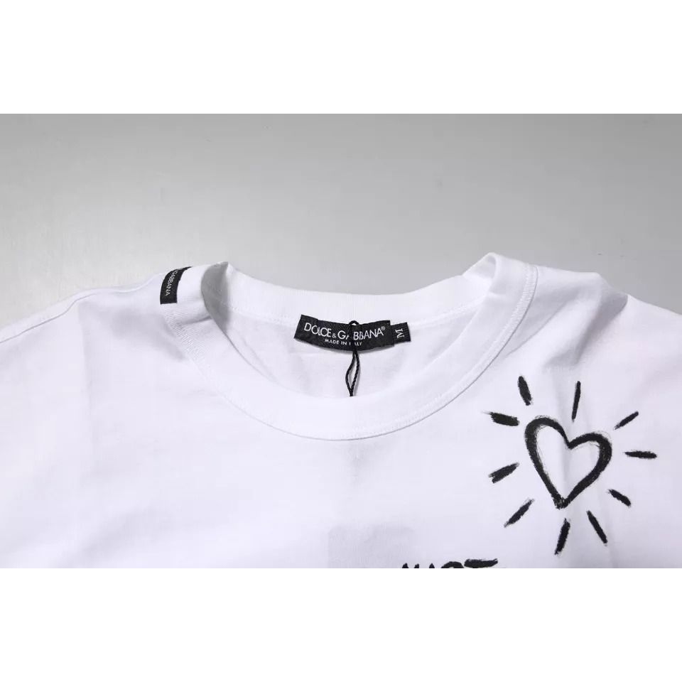 Dolce & Gabbana White Floral Print Cotton Crew Neck T-shirt