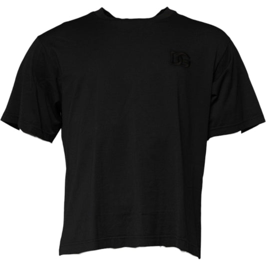 Dolce & Gabbana Black DG Logo Cotton Crew Neck T-shirt