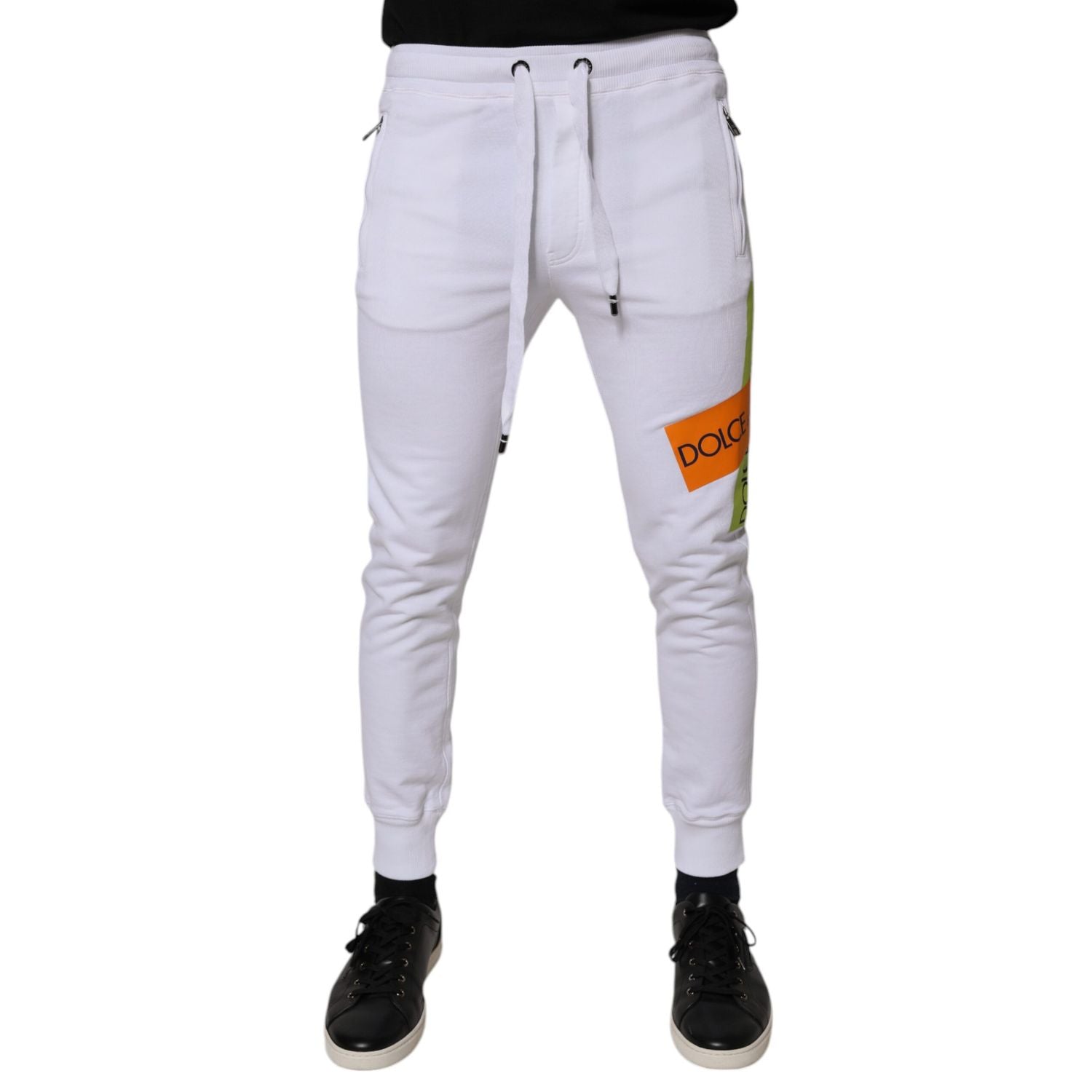 Dolce & Gabbana White Cotton Logo Jogger Pants