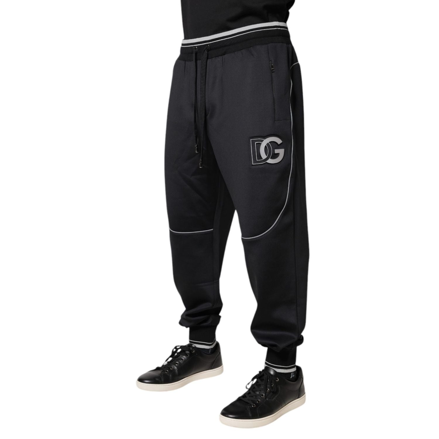 Dolce & Gabbana Black Polyester Logo Jogger Pants