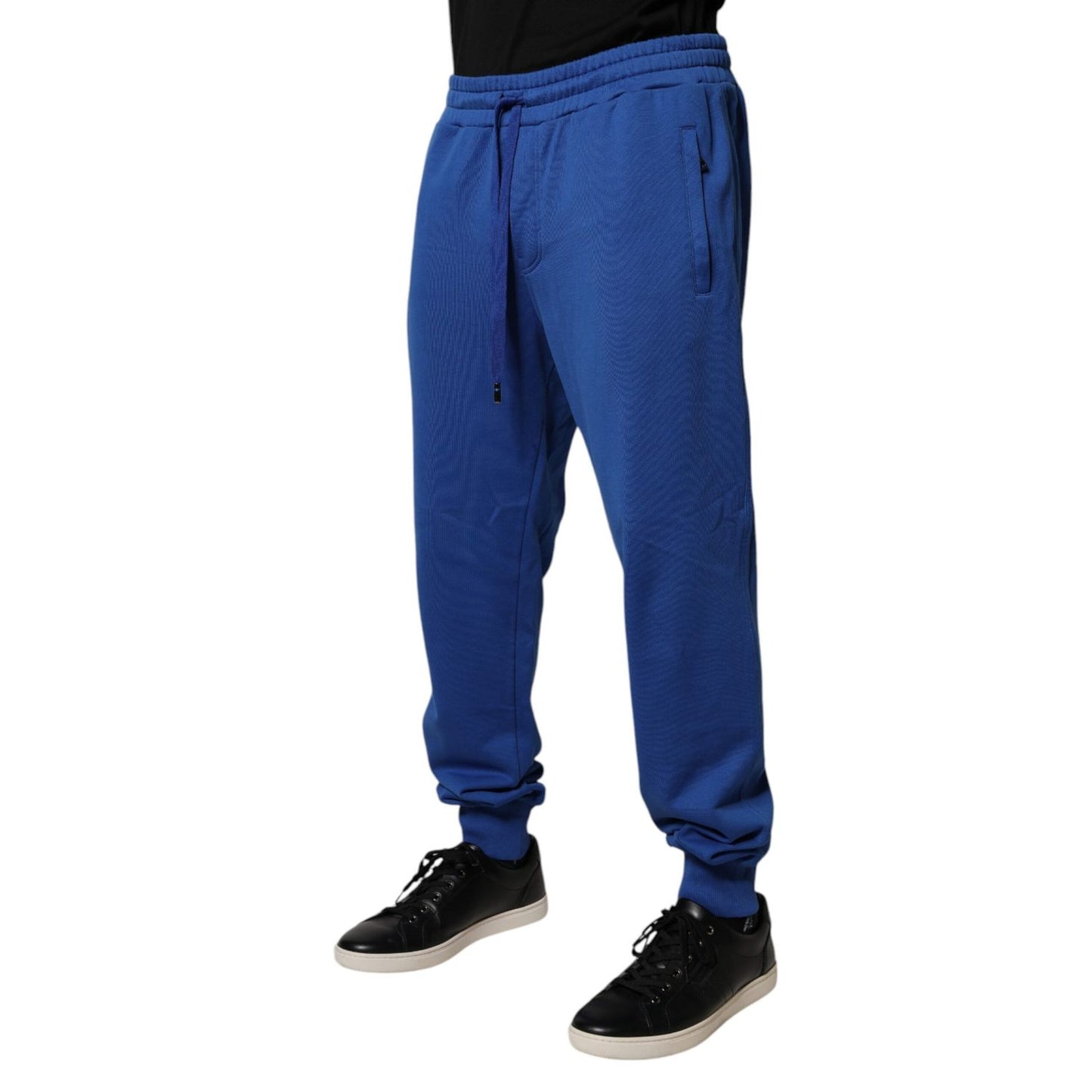 Dolce & Gabbana Blue Cotton Jogger Mid Waist Pants