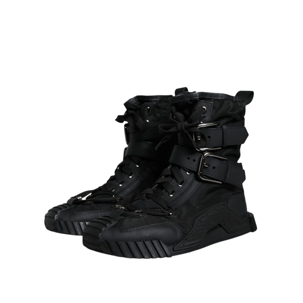 Dolce & Gabbana Black Nylon Lace-Up Boots