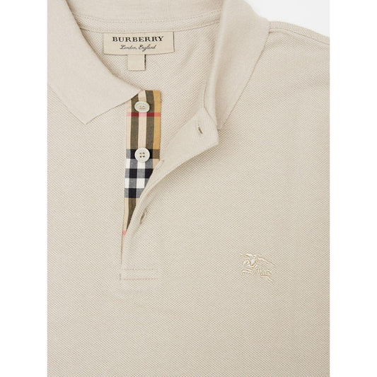Burberry Pale Stone Cotton Collared Polo Shirt Burberry Light Gray