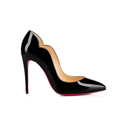 Christian Louboutin Black Patent Leather Hot Chick Pumps 100 Christian Louboutin Tan