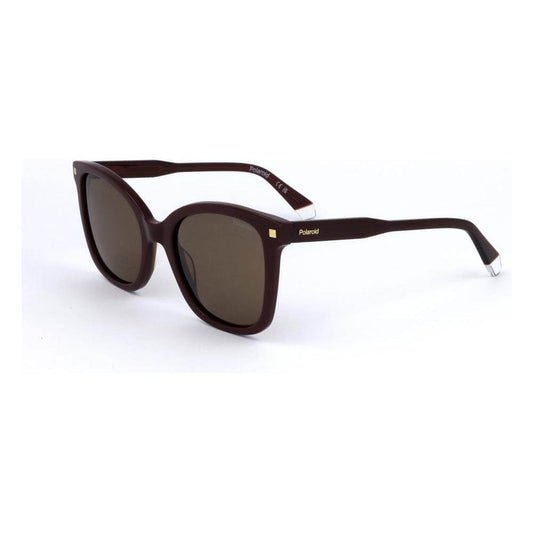 Polaroid Red Acetate Sunglasses for Women, Model PLD4151SXLHF, with Brown Lenses, 53/20/145 mm Size, Category 3 UV Protection.