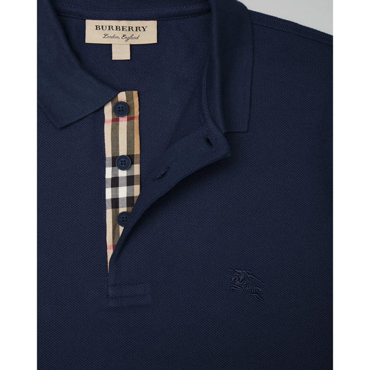 Burberry Navy Blue Cotton Collared Polo Shirt