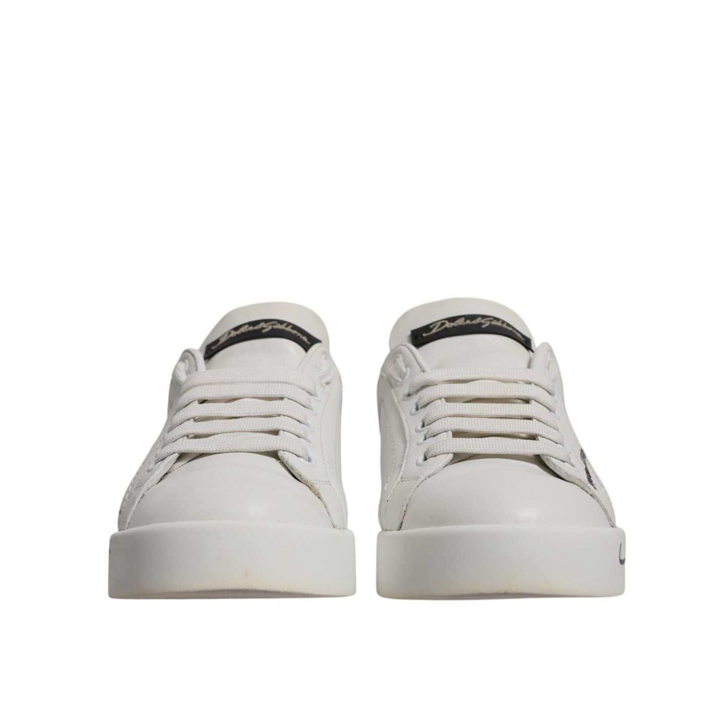 Dolce & Gabbana White Blue Logo Portofino Sneakers Shoes