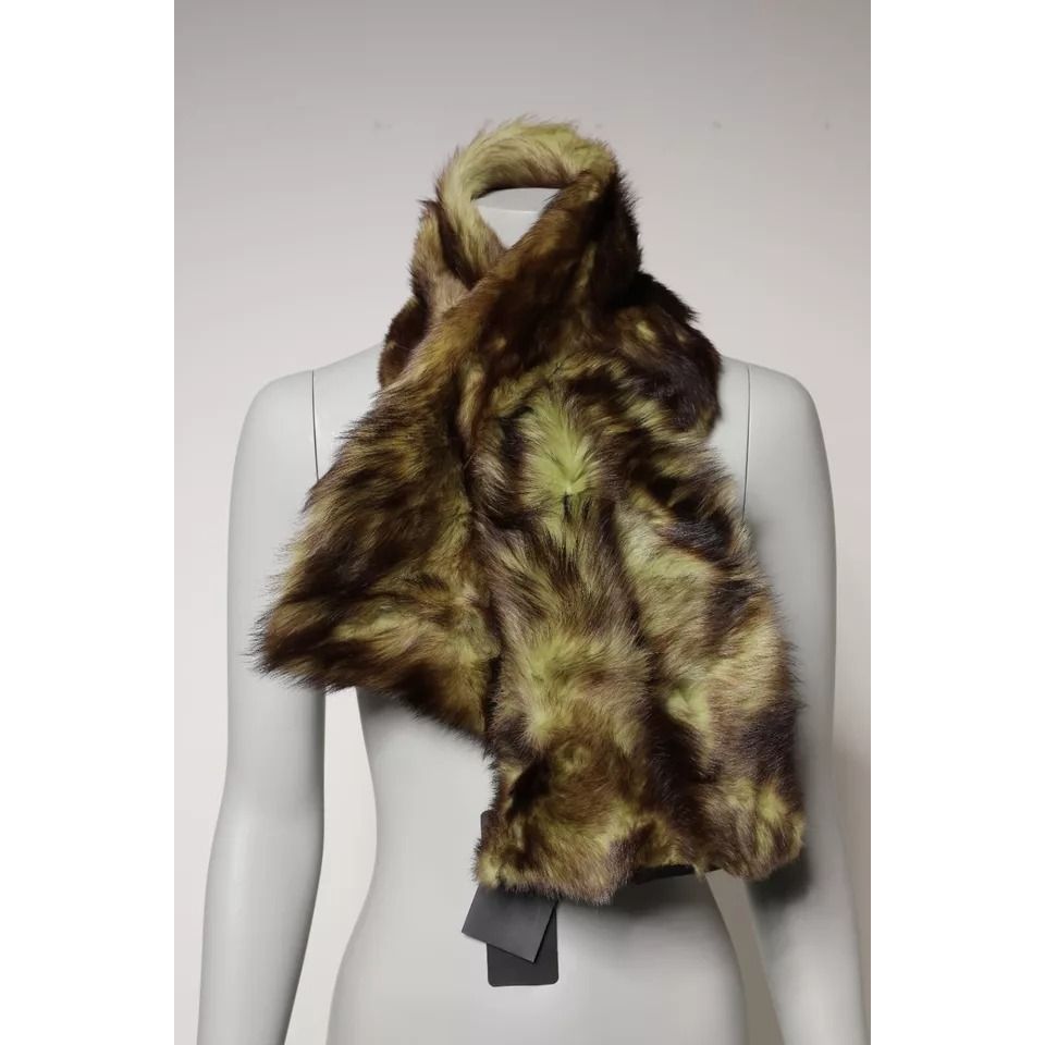 Dolce & Gabbana Multicolor Fur Shawl Neck Wrap Cover Collar Scarf