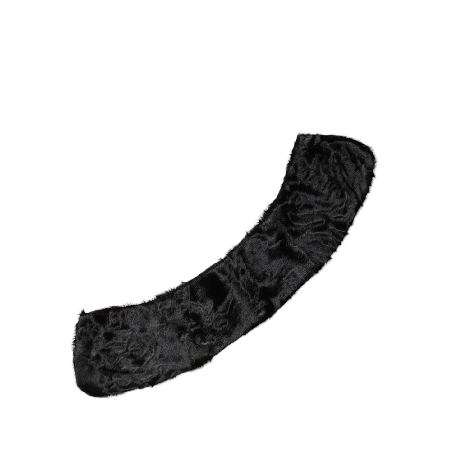 Dolce & Gabbana Black Lamb Fur Collar Women Neck Wrap Scarf