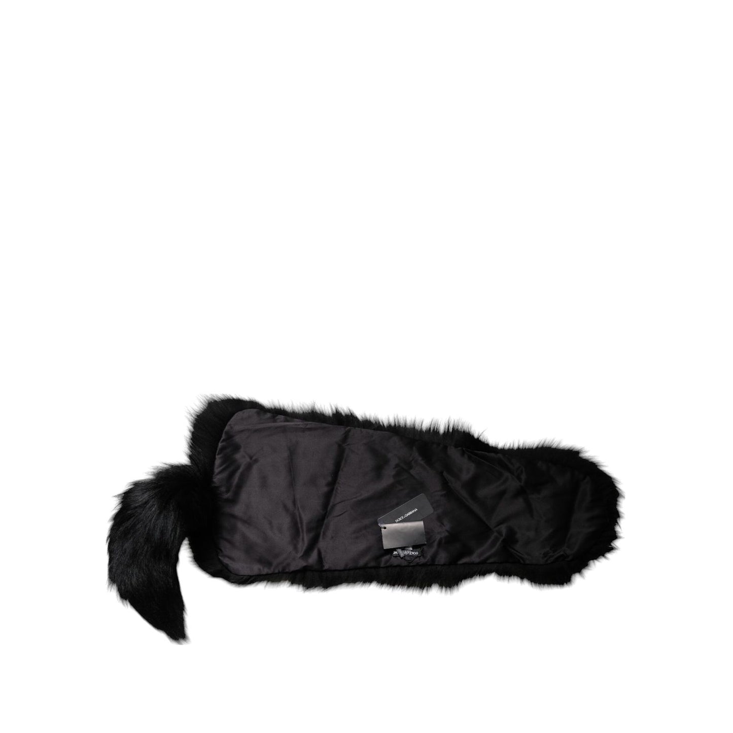 Dolce & Gabbana Black Fox Fur Neck Wrap Warmer Winter Scarf