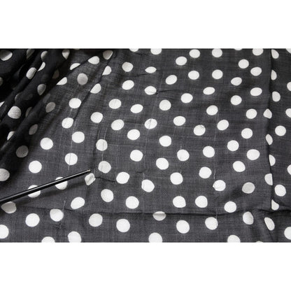 Dolce & Gabbana Black White Polka Dots Fringes Wrap Scarf