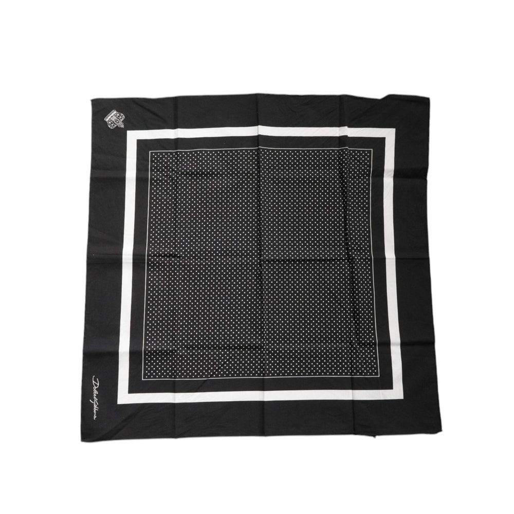 Dolce & Gabbana Black Polka Dots Cotton Handkerchief Scarf MS7230