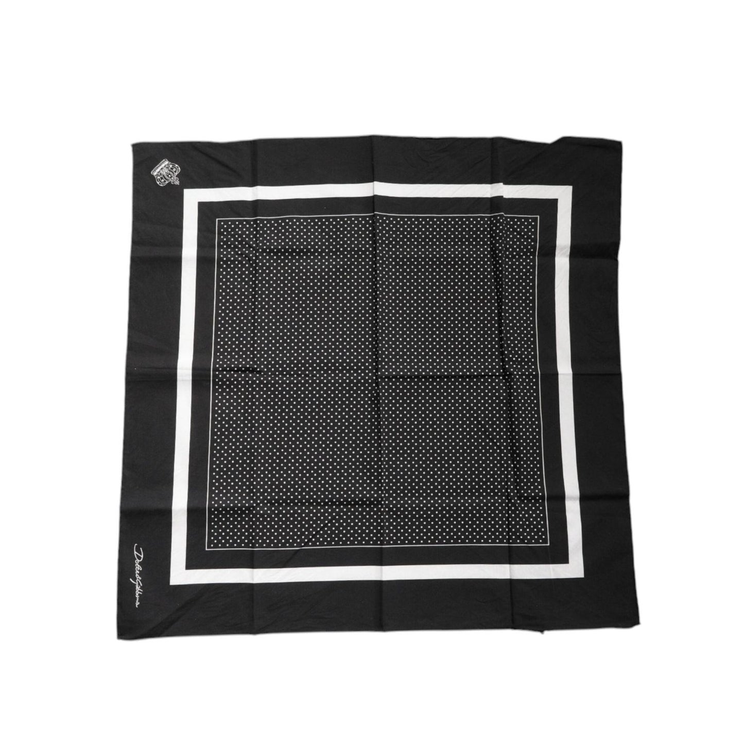 Dolce & Gabbana Black Polka Dots Cotton Handkerchief Scarf MS7230