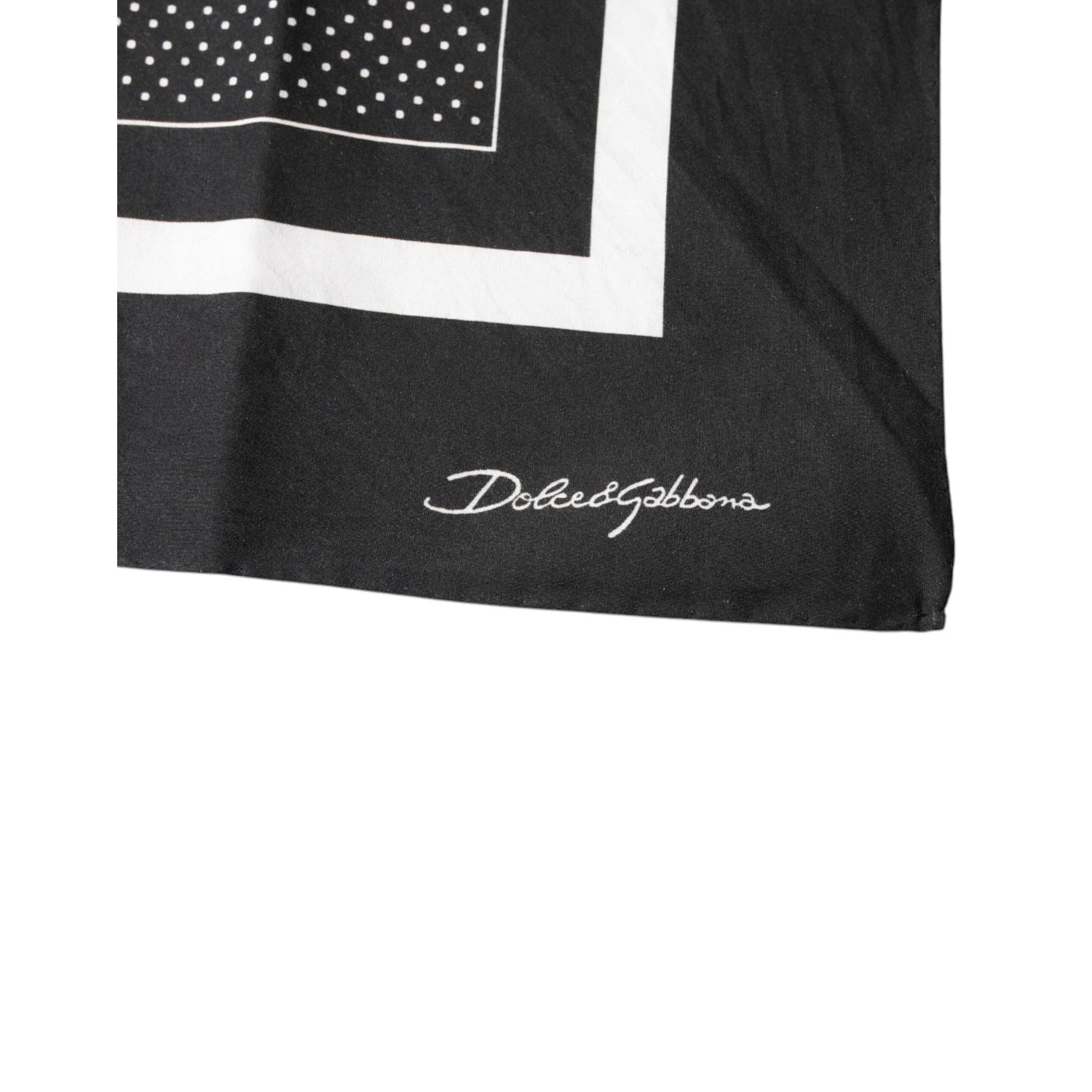Dolce & Gabbana Black Polka Dots Cotton Handkerchief Scarf